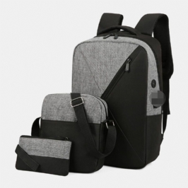 3kpl Miesten Oxford Wear Resistens Hengittävä Patchwork Suuri Tilavuus Rento Reppu Rintalaukku Crossbody Laukku