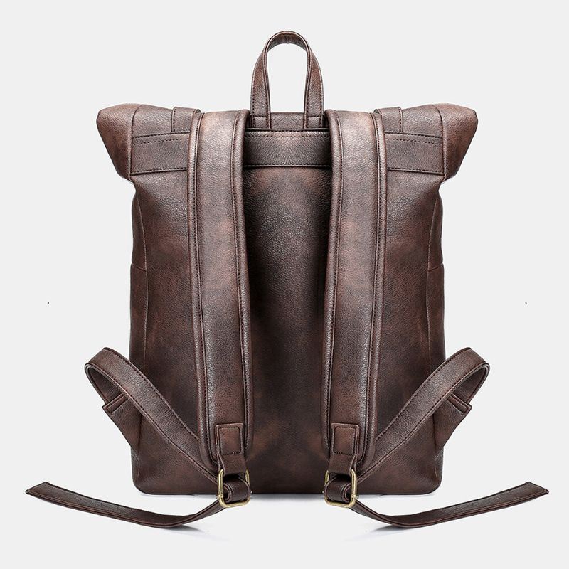 Miehet Naiset Pu Nahka Vintage Suuri Captial Reppu Laptop Laukut Koululaukku Olkalaukut
