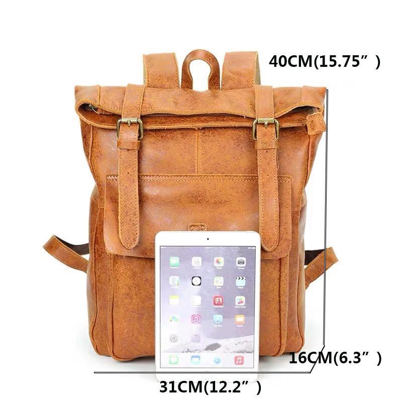 Miehet Naiset Pu Nahka Vintage Suuri Captial Reppu Laptop Laukut Koululaukku Olkalaukut