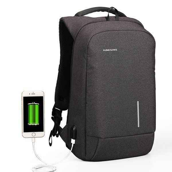 Miesten 13/15 Tuuman Kannettavan Tietokoneen Reppu Vedenpitävä Varkaudenestoreppu Ulkoisella Usb-portilla