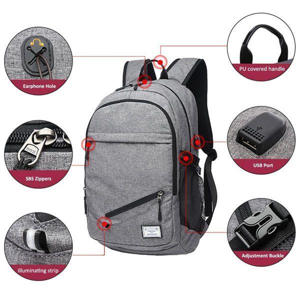 Miesten Canvas Monitoimiurheilulaukku Rento Reppu 17 Tuuman Koripalloreppu Usb-latausportilla