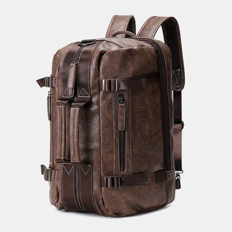 Miesten Monikäyttöinen Pu-nahkareppu 15.6 Tuuman Suuri Tilavuus Monitaskuinen Kannettavan Tietokoneen Laukku Käsilaukku Crossbody Laukut