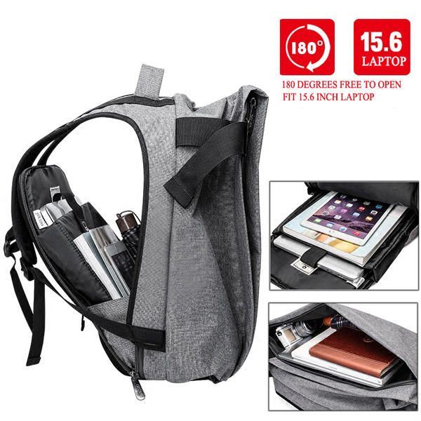 Miesten Muoti Varkaudenesto Reppu Rento Vedenpitävä Matkalaukku Kannettavan Tietokoneen Laukku Mochila Usb-portilla