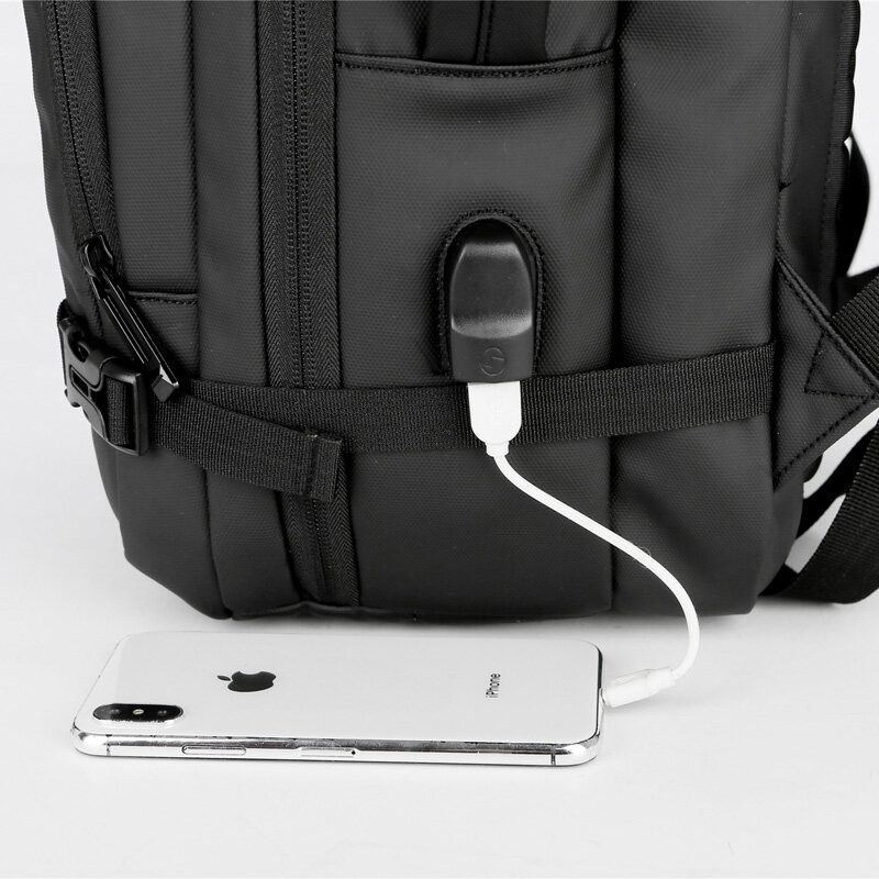 Miesten Nailoninen Suuri Kapasiteetti 14 Tuuman Kannettavan Tietokoneen Laukku Monikerroksinen Business Casual -matkareppu Usb-latauksella