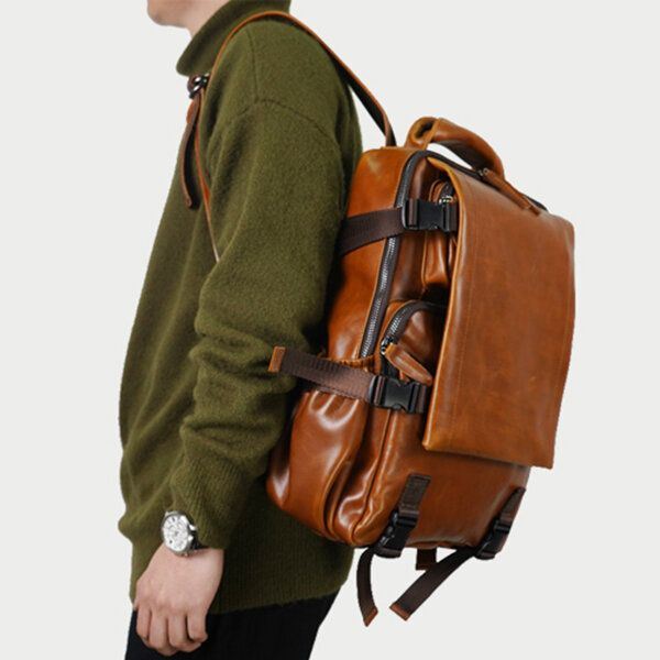 Miesten Solid Casual Monitoiminen Läppäreppu Kannettavalle Tietokoneelle