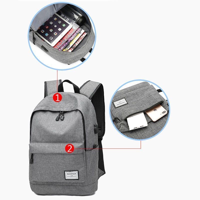 Miesten Suuri Kapasiteetti Vedenpitävä Monikerroksinen Usb Oxford Kevyt Reppu Ulkokäyttöön
