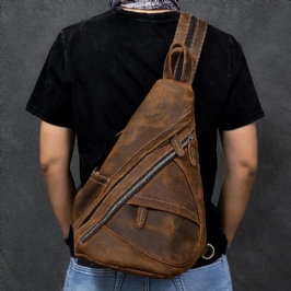 Miesten Tekonahka Suuri Tilavuus Monitaskuinen Kulutusta Kestävä Blackpack Rintalaukku Crossbody Laukku