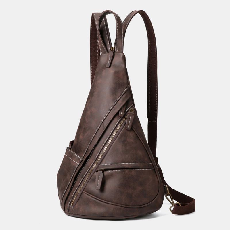 Miesten Tekonahka Suuri Tilavuus Monitaskuinen Kulutusta Kestävä Blackpack Rintalaukku Crossbody Laukku