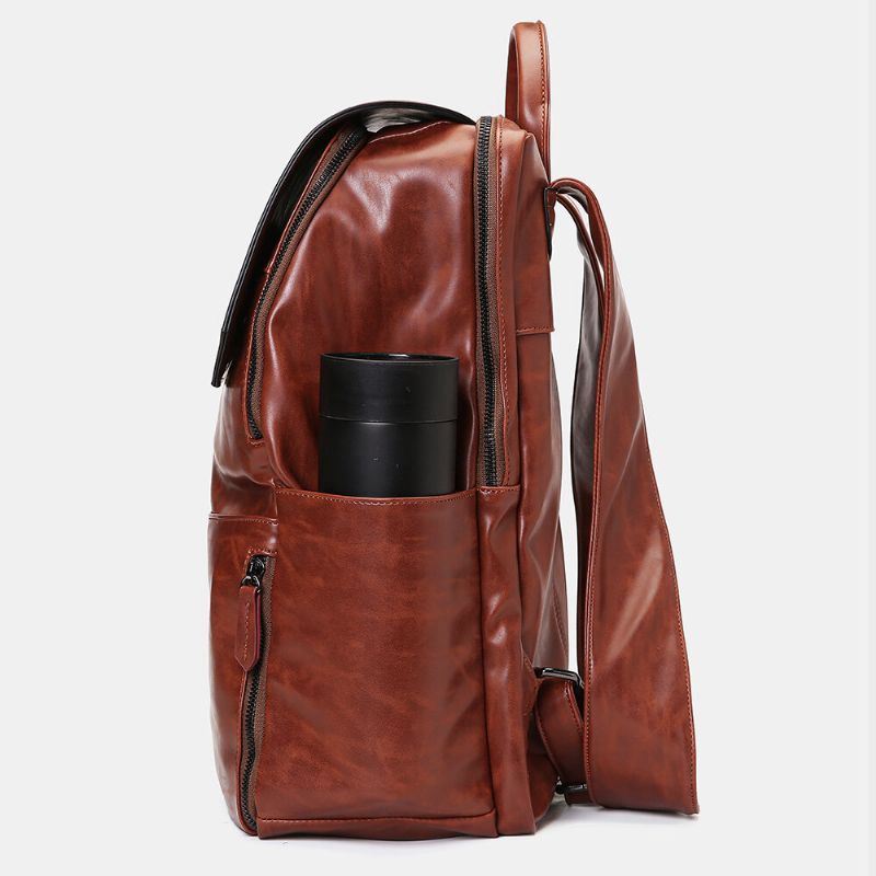 Miesten Unisex Isokokoinen Monitoimireppu Retro Pu-nahasta Riippumaton Kenkäasento Monitaskuinen 14 Tuuman Kannettavan Tietokoneen Laukku