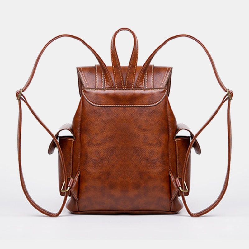 Miesten Unisex-keinonahkainen Bisnesretro Yksivärinen Päivittäinen Suuri Tilavuus Koululaukun Reppu