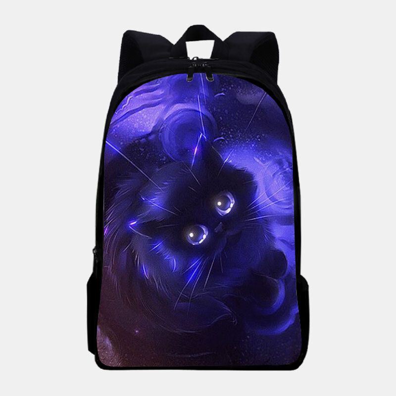 Miesten Unisex Oxford Fluoresoiva Kissakuvioinen Suuren Kapasiteetin Koululaukun Reppu