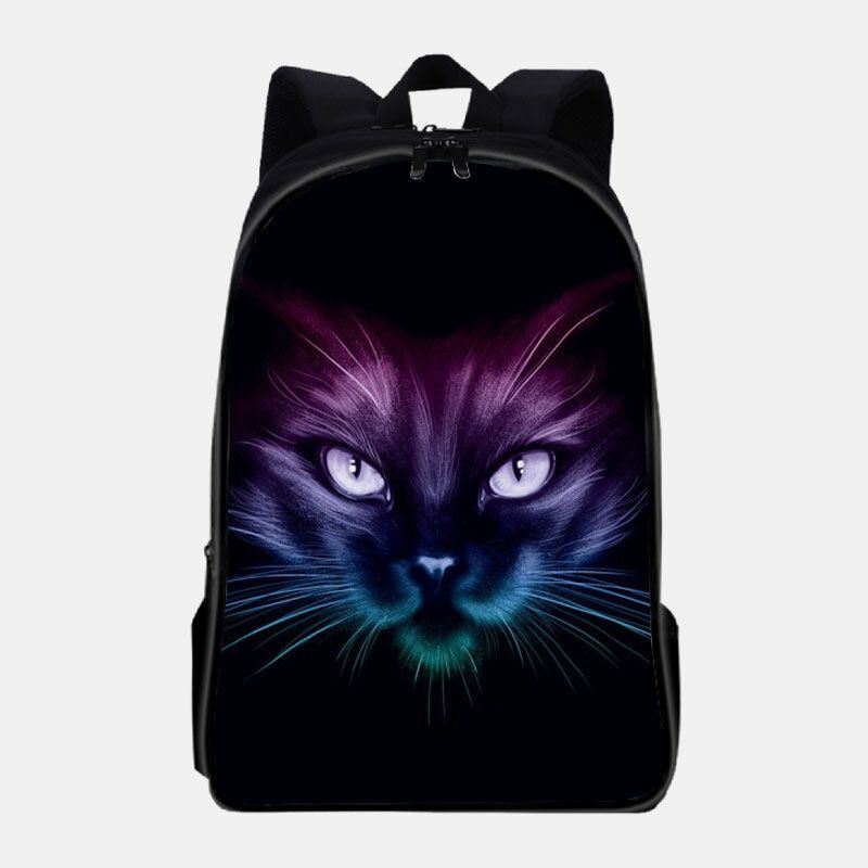 Miesten Unisex Oxford Fluoresoiva Kissakuvioinen Suuren Kapasiteetin Koululaukun Reppu