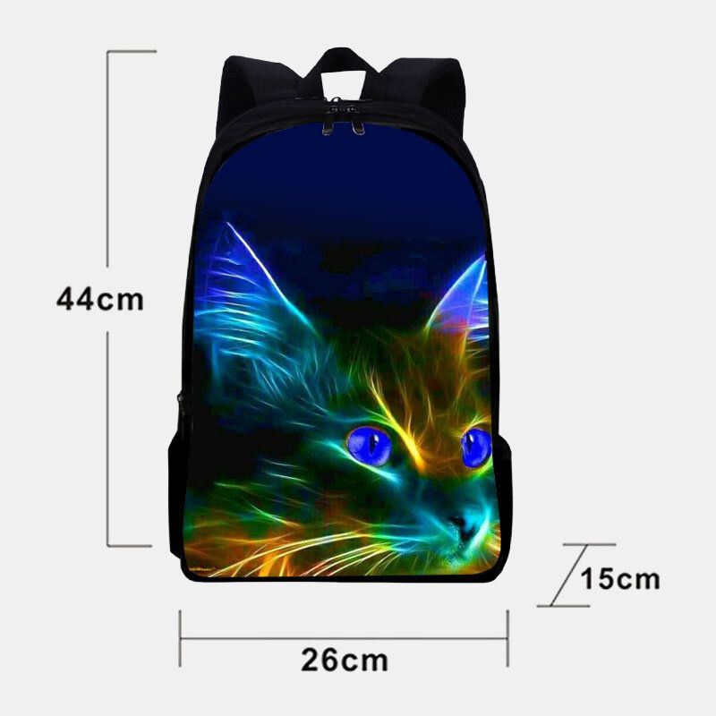 Miesten Unisex Oxford Fluoresoiva Kissakuvioinen Suuren Kapasiteetin Koululaukun Reppu