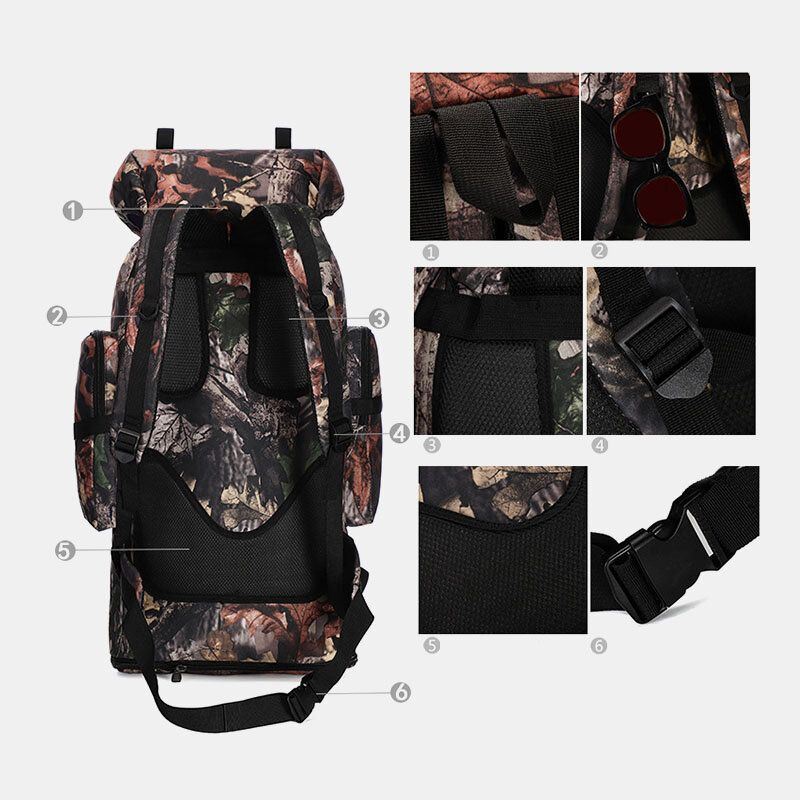 Miesten Unisex Oxford Ultrakevyt Skaalautuva Hengittävä Vedenpitävä Suuri Tilavuus Ulkoilu Vuorikiipeily 100l Tactical Reput