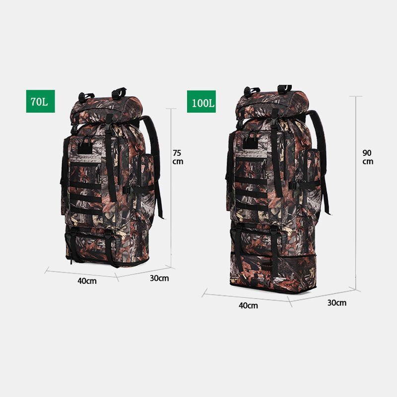 Miesten Unisex Oxford Ultrakevyt Skaalautuva Hengittävä Vedenpitävä Suuri Tilavuus Ulkoilu Vuorikiipeily 100l Tactical Reput