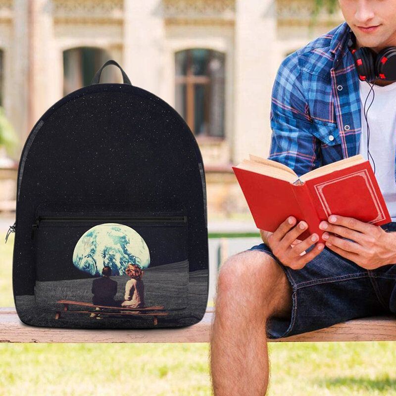 Miesten Unisex Oxford Ympäristönsuojelu Avaruusplaneetat Maa Ja Kuu Printti Koululaukku Reppu