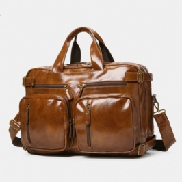 Miesten Vintage Business Monitaskuinen Reppu Suuri Tilavuus Vedenpitävä Monikantainen Salkku Crossbody Laukku