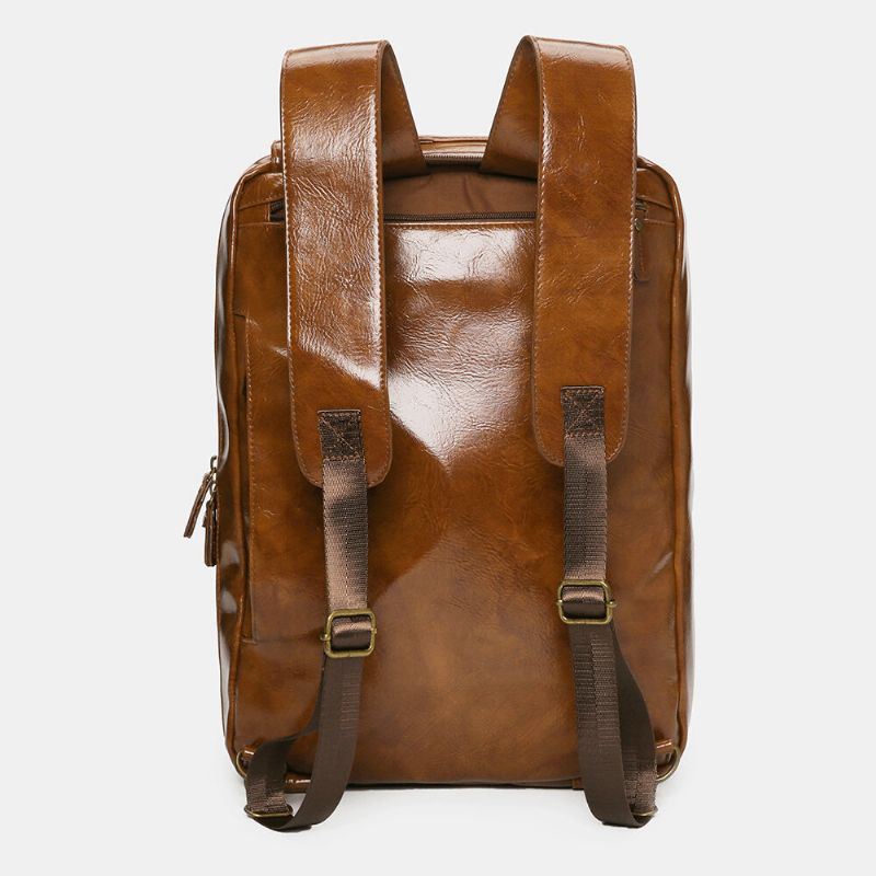 Miesten Vintage Business Monitaskuinen Reppu Suuri Tilavuus Vedenpitävä Monikantainen Salkku Crossbody Laukku