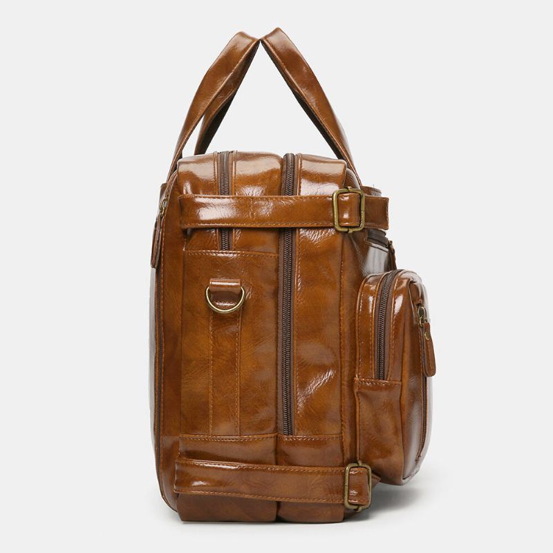 Miesten Vintage Business Monitaskuinen Reppu Suuri Tilavuus Vedenpitävä Monikantainen Salkku Crossbody Laukku