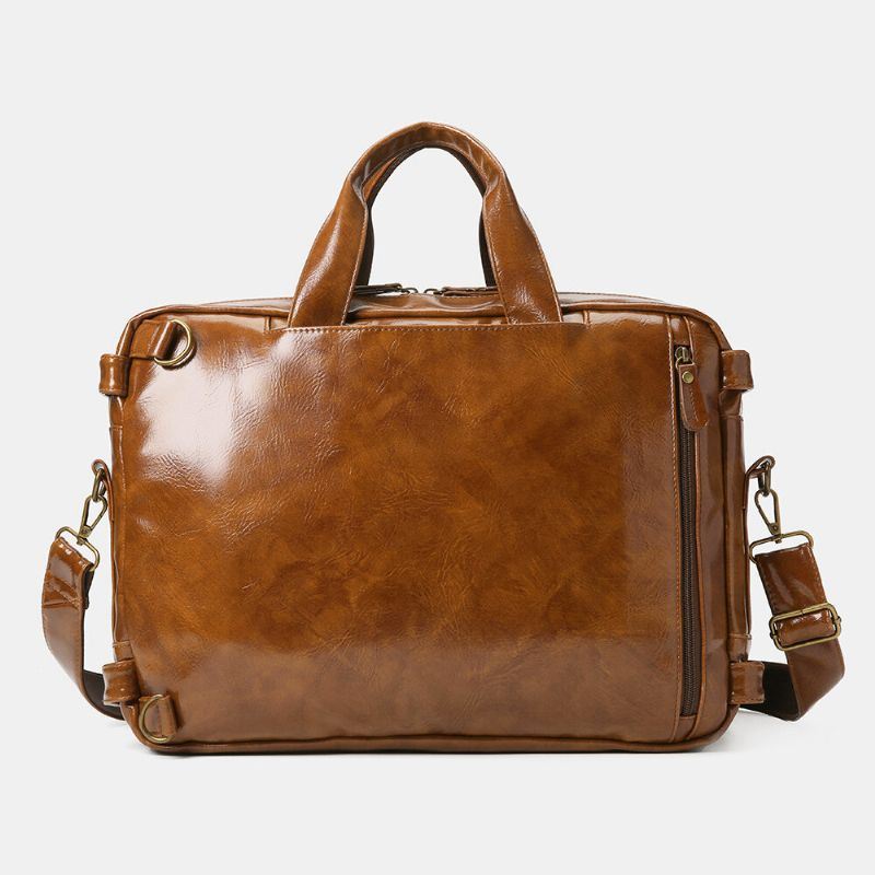 Miesten Vintage Business Monitaskuinen Reppu Suuri Tilavuus Vedenpitävä Monikantainen Salkku Crossbody Laukku