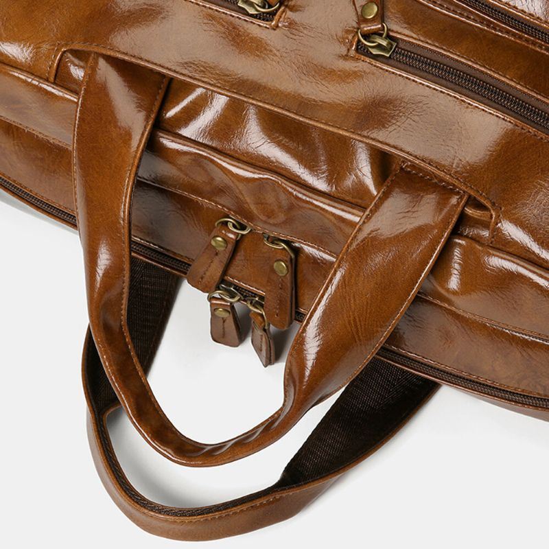 Miesten Vintage Business Monitaskuinen Reppu Suuri Tilavuus Vedenpitävä Monikantainen Salkku Crossbody Laukku