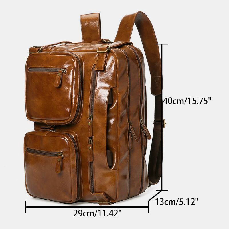 Miesten Vintage Business Monitaskuinen Reppu Suuri Tilavuus Vedenpitävä Monikantainen Salkku Crossbody Laukku