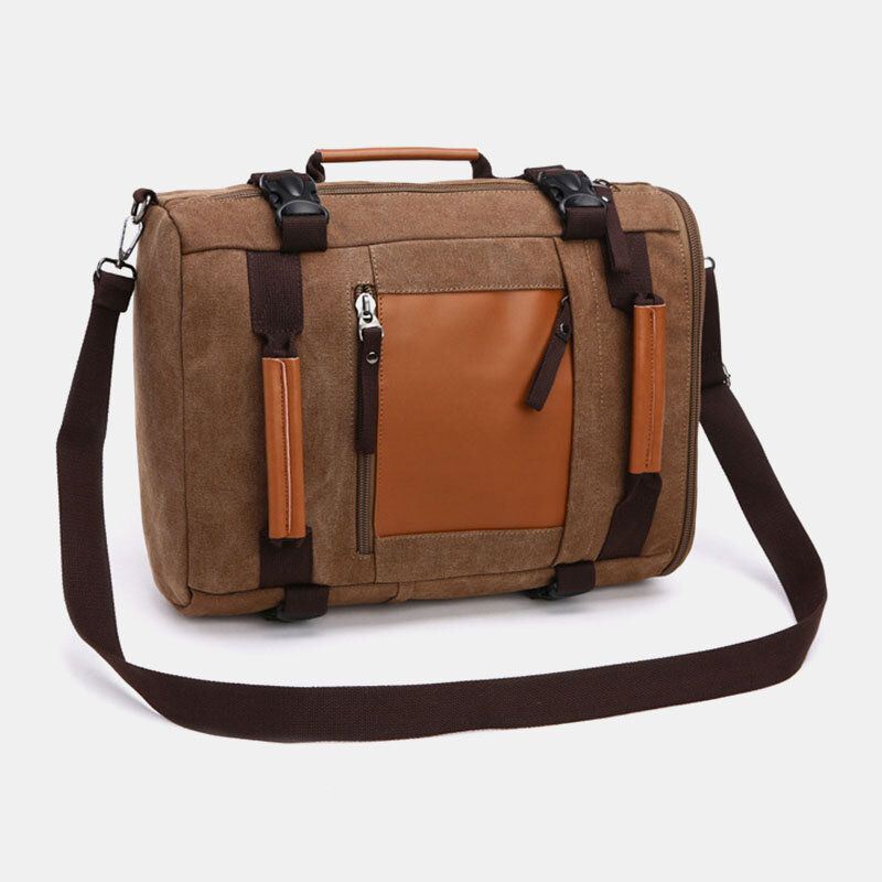 Miesten Vintage Canvas -monitoiminen Suuri Kapasiteetti Väriä Vastaava Matkareppu Kannettavan Tietokoneen Laukku