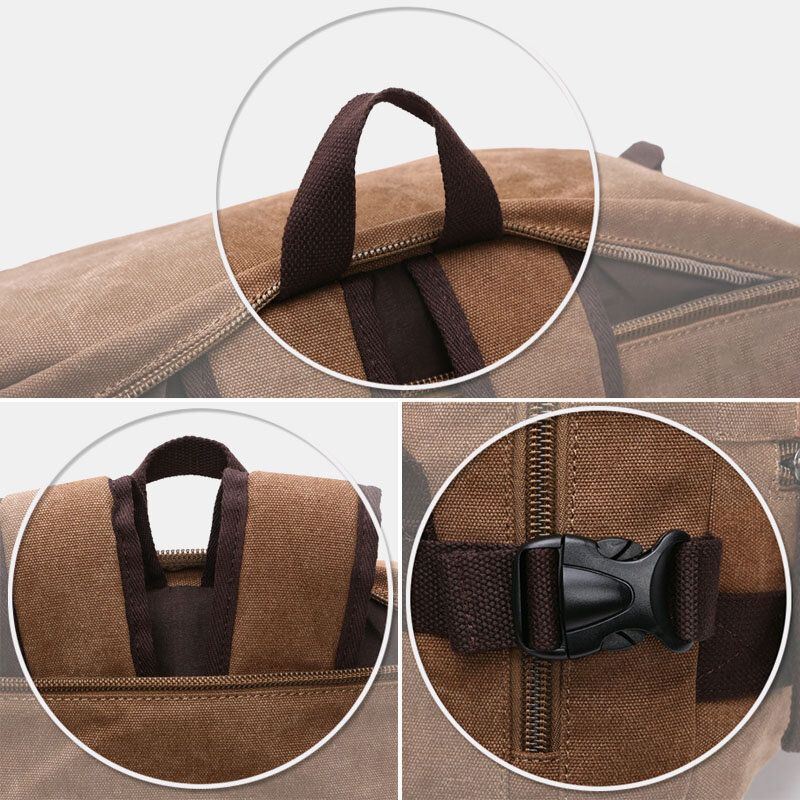 Miesten Vintage Canvas -monitoiminen Suuri Kapasiteetti Väriä Vastaava Matkareppu Kannettavan Tietokoneen Laukku