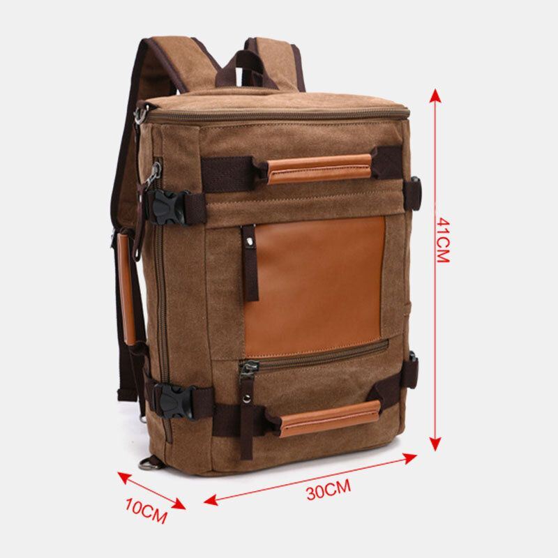 Miesten Vintage Canvas -monitoiminen Suuri Kapasiteetti Väriä Vastaava Matkareppu Kannettavan Tietokoneen Laukku