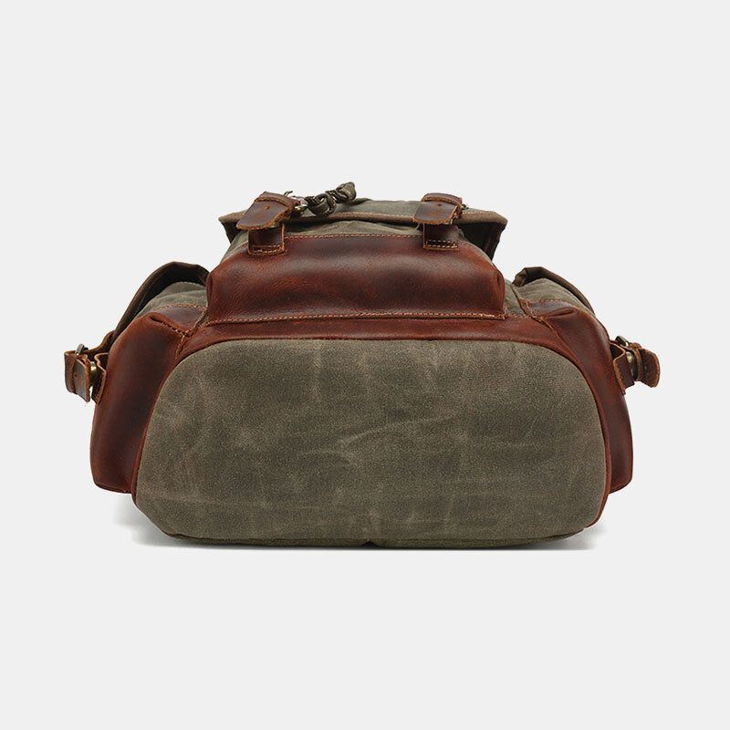 Miesten Vintage Canvas Nahka Kulutuskestävä Varkaudenkestävä Vedenpitävä Reppu Vapaa-ajan Matkalaukku