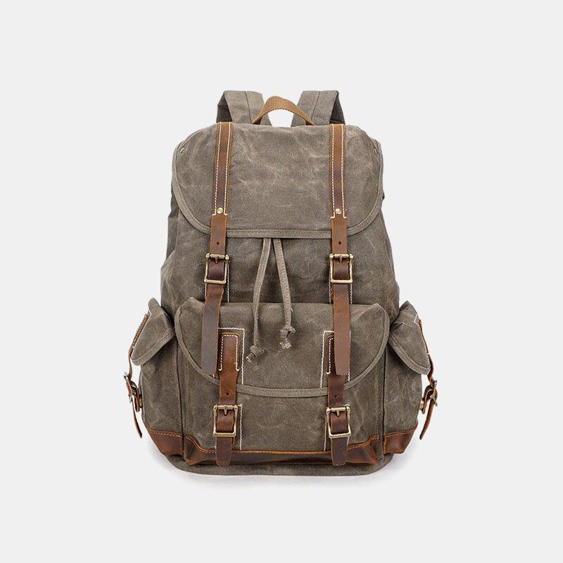 Miesten Vintage Canvas -nahkareppu Vedenpitävä Matkalaukku