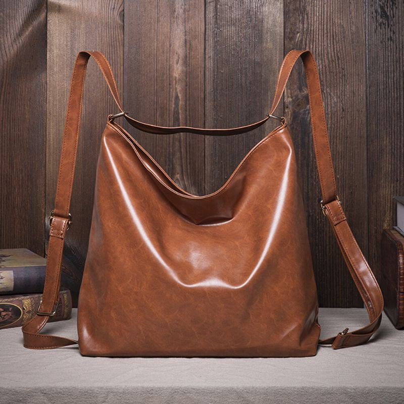 Naiset Öljyvaha Nahka Suurikapasiteettinen Reppu Olkalaukku Crossbody Laukku Kukkaro Vaippalaukku Hobo Bag Hobo Bag