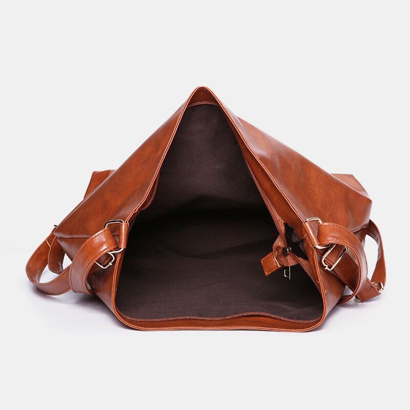 Naiset Öljyvaha Nahka Suurikapasiteettinen Reppu Olkalaukku Crossbody Laukku Kukkaro Vaippalaukku Hobo Bag Hobo Bag
