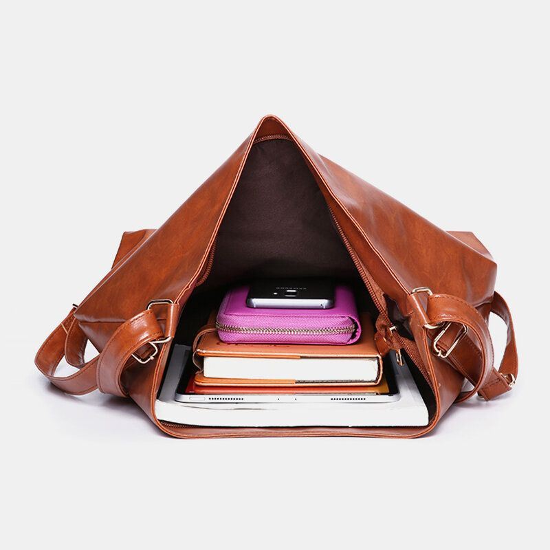 Naiset Öljyvaha Nahka Suurikapasiteettinen Reppu Olkalaukku Crossbody Laukku Kukkaro Vaippalaukku Hobo Bag Hobo Bag