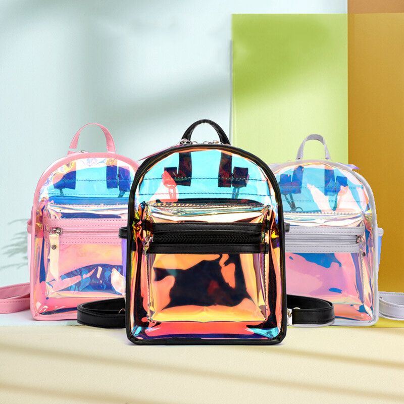 Naisten 2kpl Läpinäkyvä Jelly Multi-carry Mini Reppu Crossbody Laukku Käsilaukku