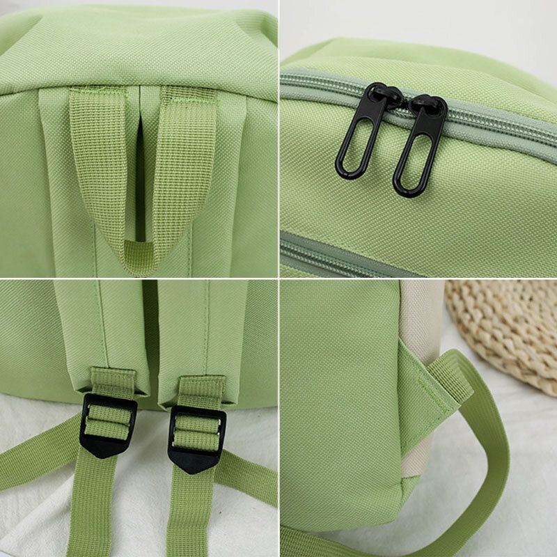 Naisten 4 Kpl Canvas Preppy Monitoiminen Yhdistelmälaukku Kanta Suurikapasiteettinen Reppu Crossbody Clutch Lompakko