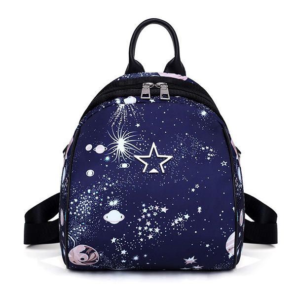 Naisten Nailon Galaxy Pattern Kevyt Reppu