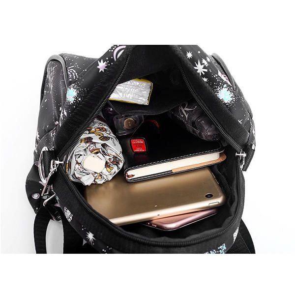 Naisten Nailon Galaxy Pattern Kevyt Reppu