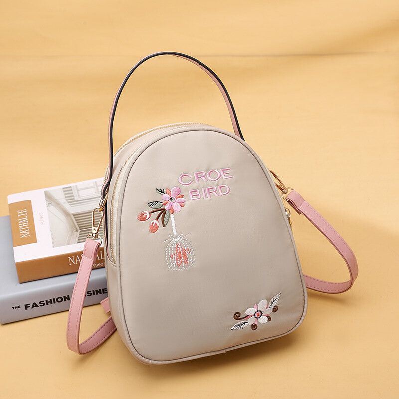 Naisten Oxford Embroidery Etninen Multi-carry Kuuloke Reppu Olkalaukku Käsilaukku