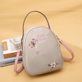 Naisten Oxford Embroidery Etninen Multi-carry Kuuloke Reppu Olkalaukku Käsilaukku