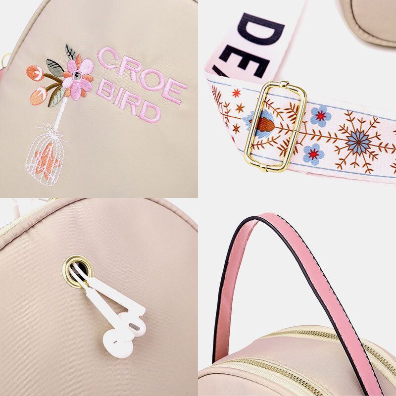 Naisten Oxford Embroidery Etninen Multi-carry Kuuloke Reppu Olkalaukku Käsilaukku