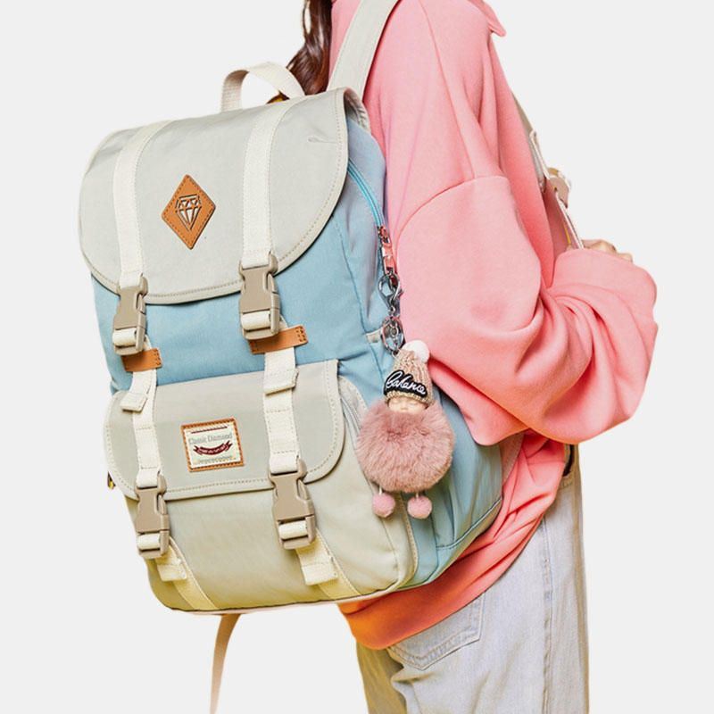 Naisten Suuri Kapasiteetti Canvas Monivärinen Rento Patchwork Reppu Päivittäin