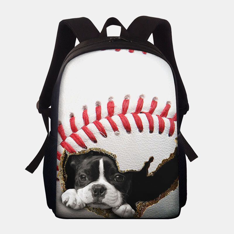 Naisten Unisex Dacron Suurikokoinen Kissan Koira Baseball-jalkapallokuviossa Reppu Koululaukku