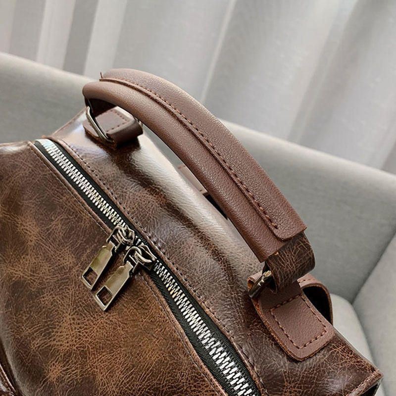 Naisten Vintage Keinonahkainen Monitoimireppu Crossbody Laukku
