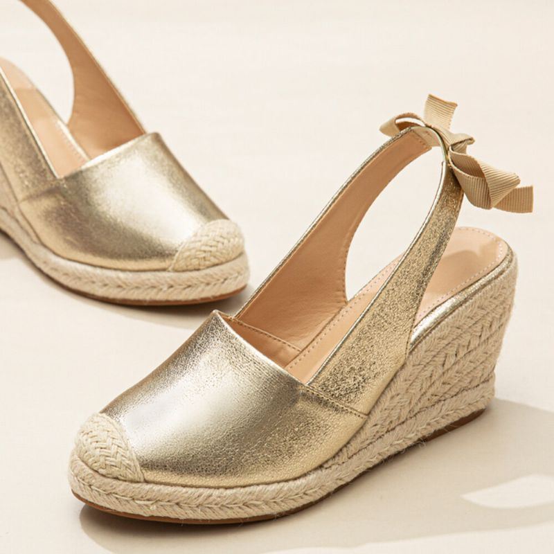 Naisten Isokokoiset Metalliset Umpinaiset Espadrillit Slingback Wedeges -sandaalit