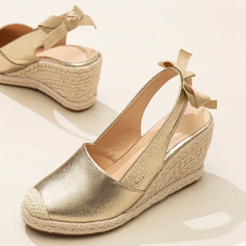 Naisten Isokokoiset Metalliset Umpinaiset Espadrillit Slingback Wedeges -sandaalit