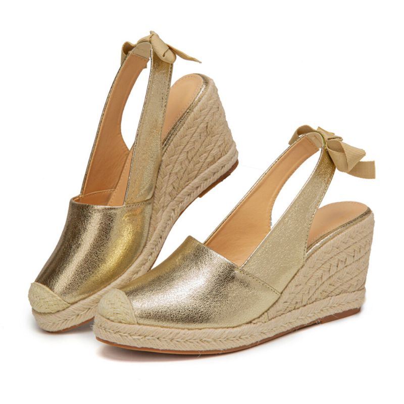 Naisten Isokokoiset Metalliset Umpinaiset Espadrillit Slingback Wedeges -sandaalit