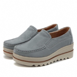 Naisten Mokkanahka Hengittävä Slip On Platforms Vapaa-ajan Kengät