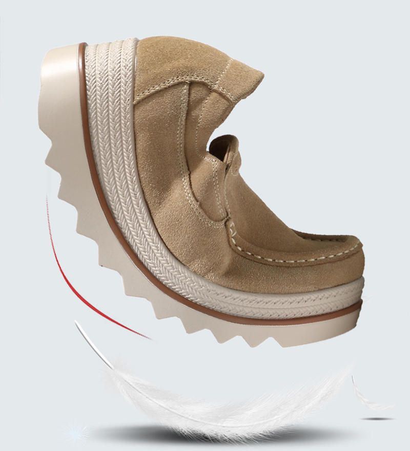Naisten Mokkanahka Hengittävä Slip On Platforms Vapaa-ajan Kengät