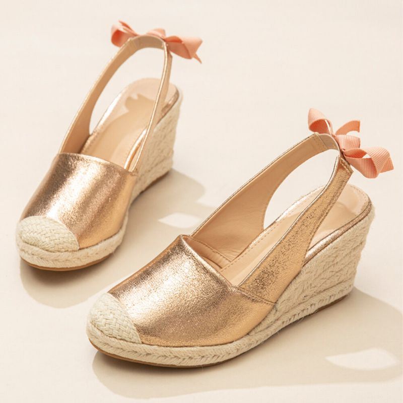 Naisten Umpikärkiset Rusettikoriste Elastinen Slip On Espadrille Wedges Sandaalit